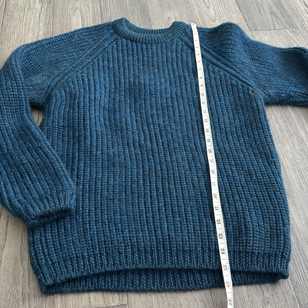 Wolsey | Turquoise 100% chunky wool made in Scotland knit fisherman sweater - Picture 6 of 9